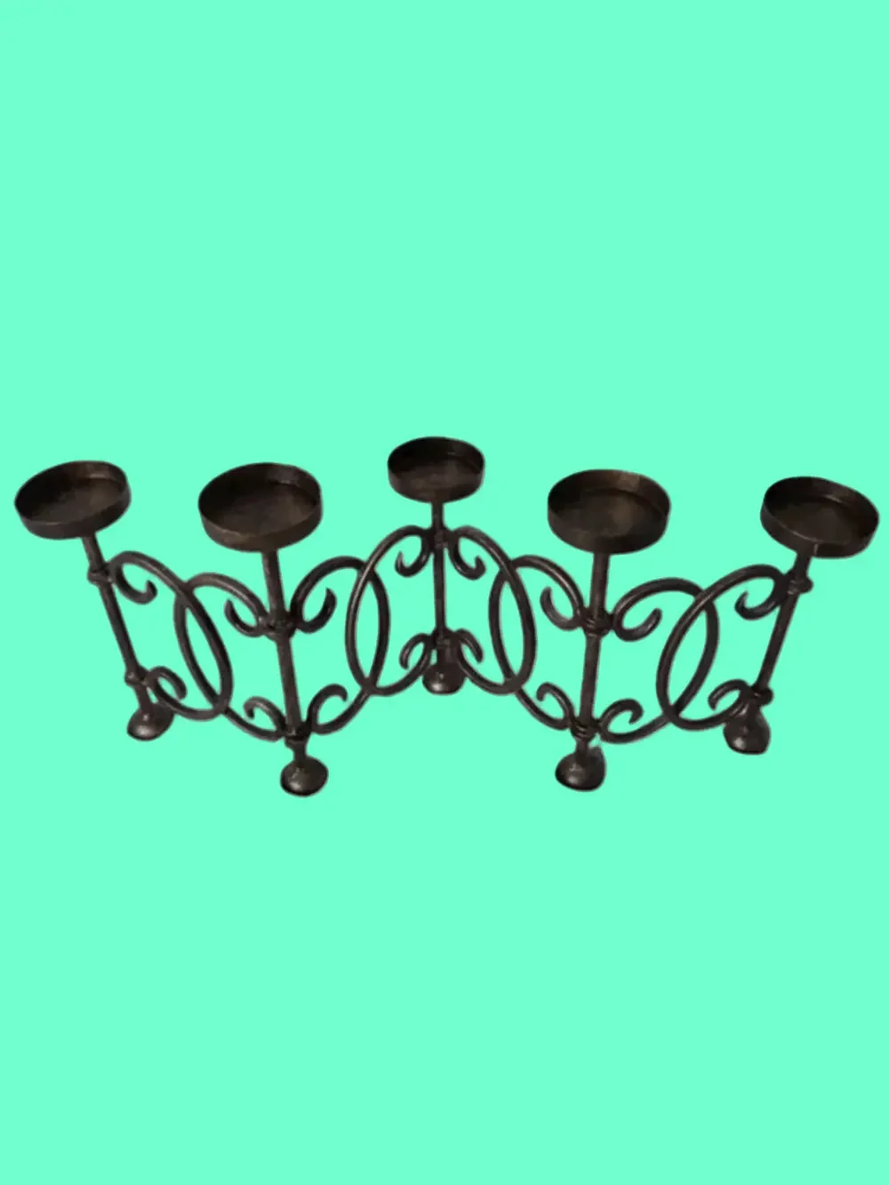 Vintage Hinged Panel Wrought Iron Candelabra